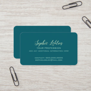 Elegante Teal-Karte mit Schriftzug-Name Visitenkarte