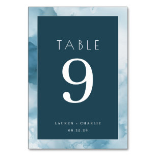 Elegante Teal Minimalistische Hochzeitstischkarte Tischnummer