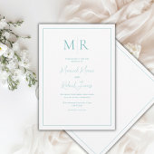 Elegante Teal-Monogramm-Moderne Hochzeit Einladung