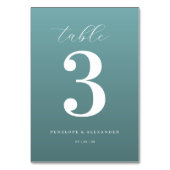 Elegante Teal Nummer Drei Tischnummer (Rückseite)