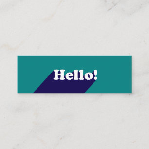 Elegante Teal-Pastellblau-trendy-Hallo-Typografie Mini Visitenkarte
