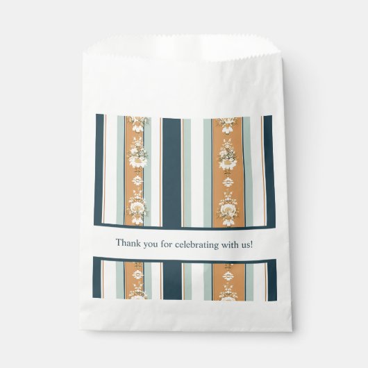 Elegante Teal-Regency-Streifen Geschenktütchen (Vorderseite)