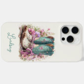 Elegante Teal-Stiefel mit Blumen monogrammiert Case-Mate iPhone Hülle (Rückseite (Horizontal))