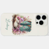 Elegante Teal-Stiefel mit Blumen monogrammiert Case-Mate iPhone Hülle (Rückseite (Horizontal))