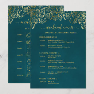 Elegante Teal- und Gold-Hochzeitsveranstaltungen u Programm