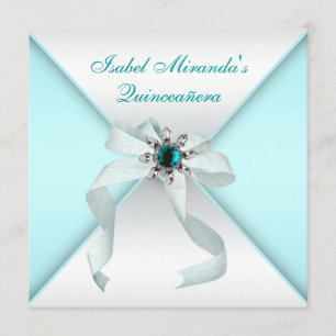 Elegante Tealblaue Quinceanera-Party Einladung