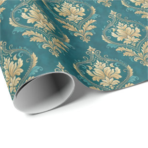 Elegante tealfarbene Fliesen-Hochzeitsfarben Geschenkpapier