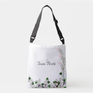 Elegante Team Bride Blumen auf Weiß Tragetaschen Mit Langen Trägern
