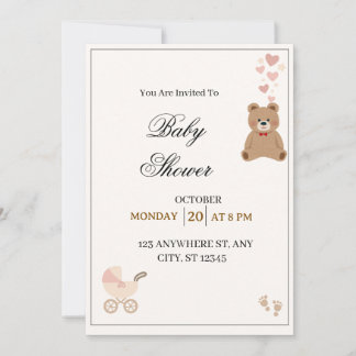 Elegante Teddy-Bär-Baby-Shower-Einladung Einladung