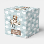 Elegante Teddy Bear Pilot Baby Shower Fevor Box Geschenkschachtel (Rückseite)