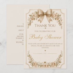 Elegante Teddybär-Baby-Shower-Dankeskarten, Dankeskarte