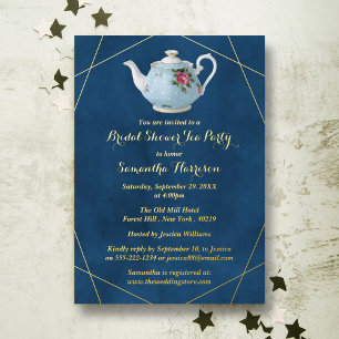 Elegante Teekanne Brautparty Tee Party Echt Folieneinladung