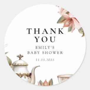 Elegante Teeparty-Baby-Shower Runder Aufkleber