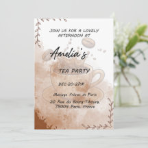 Elegante Teeparty-Einladung Aquarell-Blumen