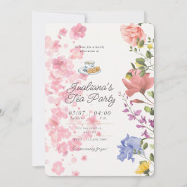 Elegante Teeparty-Stimmung – Vintage-Blumenstil Einladung