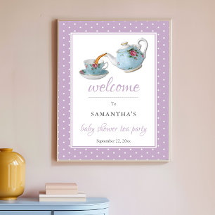 Elegante-Teetassen-Baby-Shower-Teeparty-Willkommen Poster