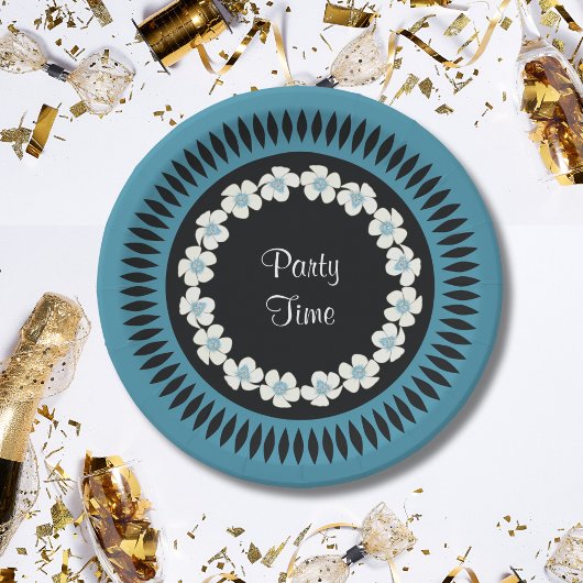 Elegante Teller mit blauen und schwarzen Party