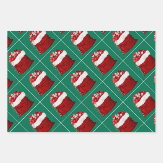 Elegante Template Christmas Pine Tree Green Gesche Geschenkpapier Set (Vorderseite 3)