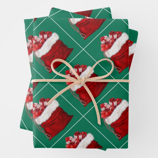 Elegante Template Christmas Pine Tree Green Gesche Geschenkpapier Set (Beispiel)