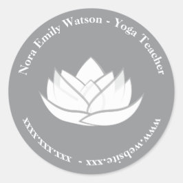 Elegante Template Gray Lotus Blume Runder Aufkleber