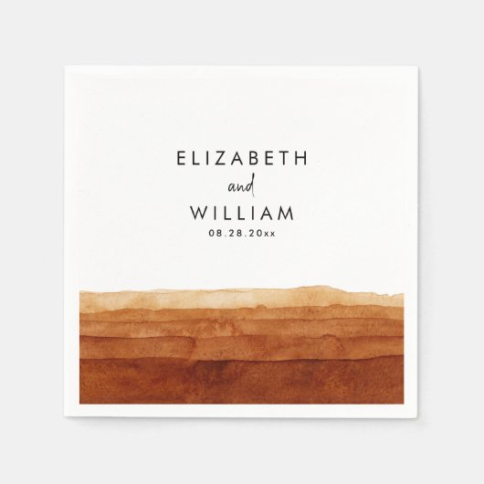 Elegante Terracotta Abstrakte Wüstenhochzeit Serviette (Vorderseite)