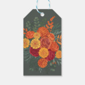 Elegante Terracotta Aquamarin Fall Florale Border  Geschenkanhänger (Rückseite)