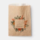 Elegante Terracotta Aquamarin Fall Florale Border Geschenktütchen (Vorderseite)