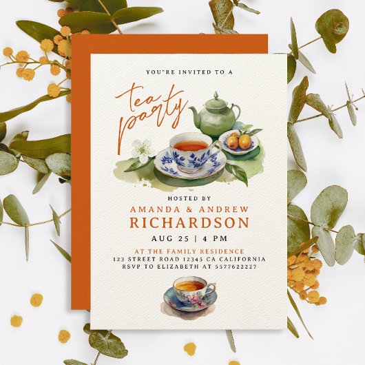 Elegante Terracotta auf dem Party Frische Pasta ma Einladung