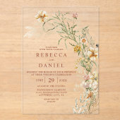 Elegante Terracotta & Beige Boho Blumenhochzeit Acryleinladungen (Vorderseite)