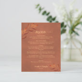 Elegante Terracotta Blätter Budget Wedding Menu (Stehend Vorderseite)