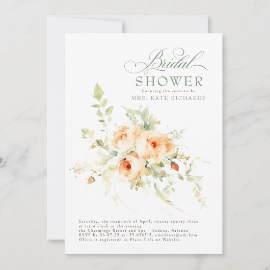 Elegante Terracotta Blume Boho Brautparty Einladung (Vorderseite)