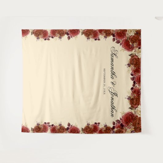 Elegante Terracotta Blume Hochzeit Hintergrund Wandteppich (Vorderseite (Horizontal))