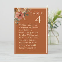Elegante Terracotta Boho Wedding Table Cards