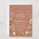 Elegante Terracotta Boho Wildblumen Brautparty Einladung (Vorderseite)