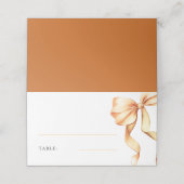 Elegante Terracotta Bow Brautparty Table Platzkarte (Außenseite Aufgefaltet)