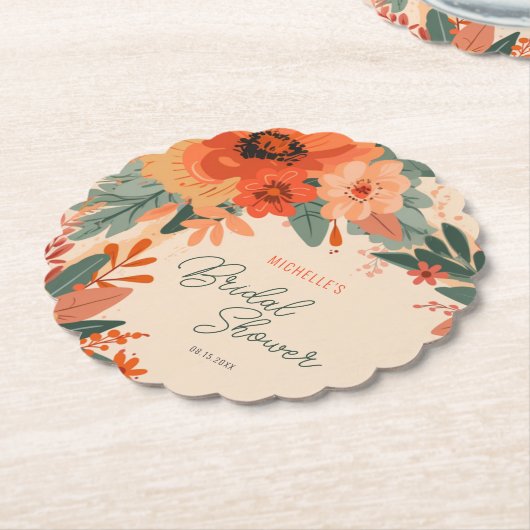 Elegante Terracotta Brautparty Untersetzer (angewinkelt)