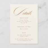 Elegante Terracotta Calligraphy Hochzeiten Details Begleitkarte (Vorderseite)