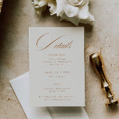 Elegante Terracotta Calligraphy Hochzeiten Details Begleitkarte