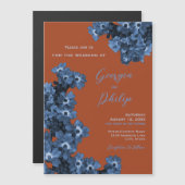 Elegante Terracotta & Dusty Blumen Hochzeit Magneteinladung (Vorne/Hinten)