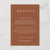 Elegante Terracotta Einfache formelle Hochzeitsdet Begleitkarte (Vorderseite)