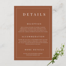 Elegante Terracotta Einfache formelle Hochzeitsdet