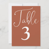 Elegante Terracotta Einfache Tischnummer (Rückseite)