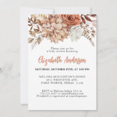 Elegante Terracotta Fall Floral Baby Dusche Einladung (Vorderseite)