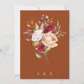Elegante Terracotta Fall Floral Wedding Einladung (Rückseite)
