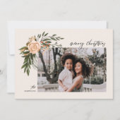 Elegante Terracotta Floral Boho Foto Weihnachten (Vorderseite)