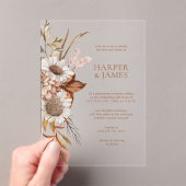 Elegante Terracotta Floral Boho Hochzeit im Herbst Acryleinladungen (Insitu (Handheld))