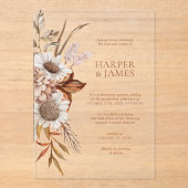 Elegante Terracotta Floral Boho Hochzeit im Herbst Acryleinladungen (Vorderseite)