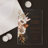 Elegante Terracotta Floral Boho Hochzeit im Herbst Acryleinladungen