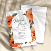 Elegante Terracotta Floral Bridal Dusche Einladung