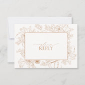 Elegante Terracotta Floral Line Art Wedding QR Cod RSVP Karte (Vorderseite)